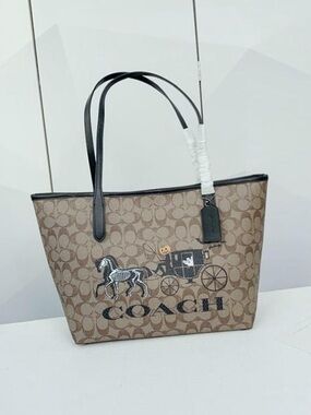 Coach City Tote In Signature Canvas With Halloween Horse And Carriage